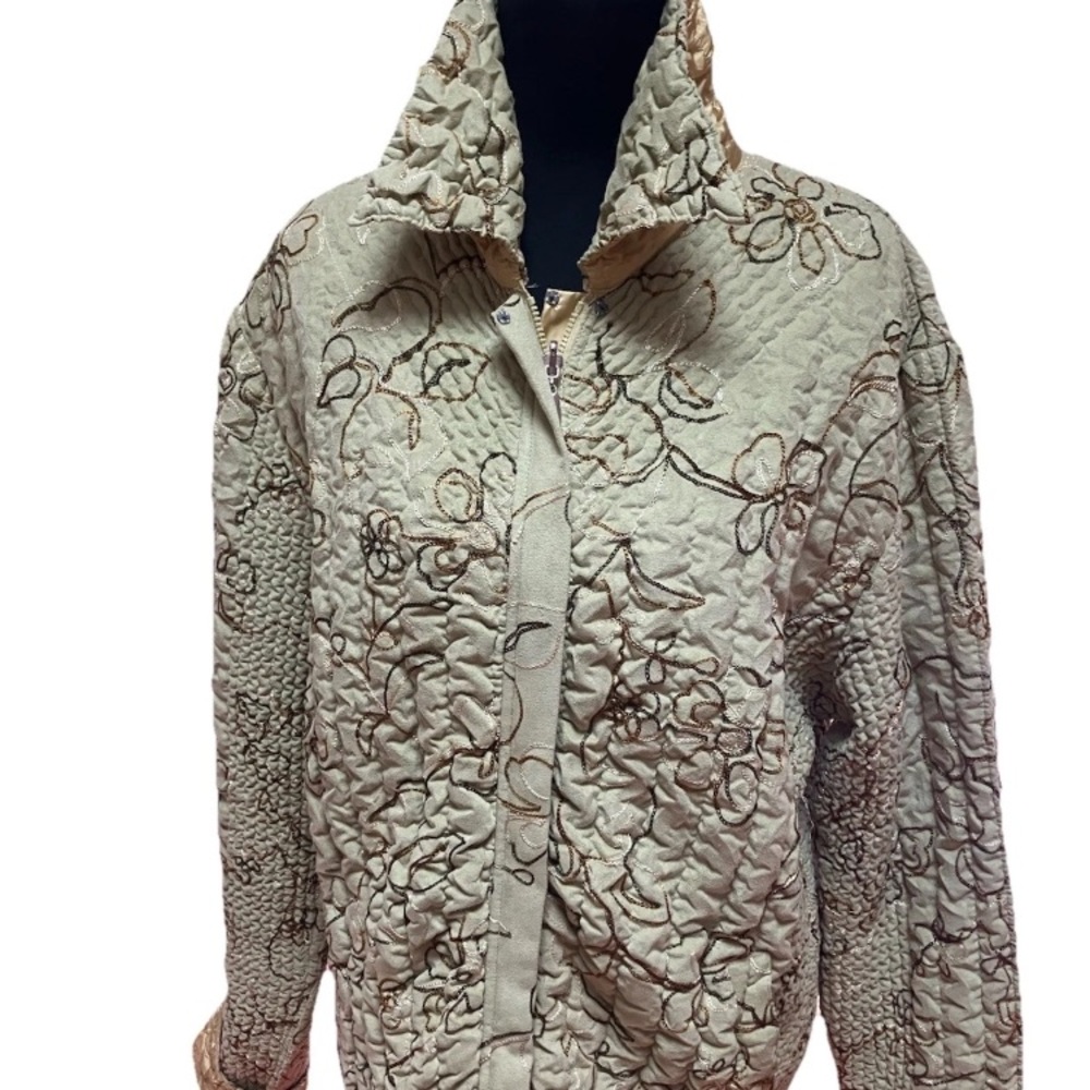 Reversible Quilted Travel Jacket Gold/Gold Brown Quilted by UBU size L